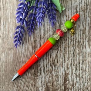 Handcrafted Halloween Skull Pens Beaded Unique Artisan Gifts Office Accessories